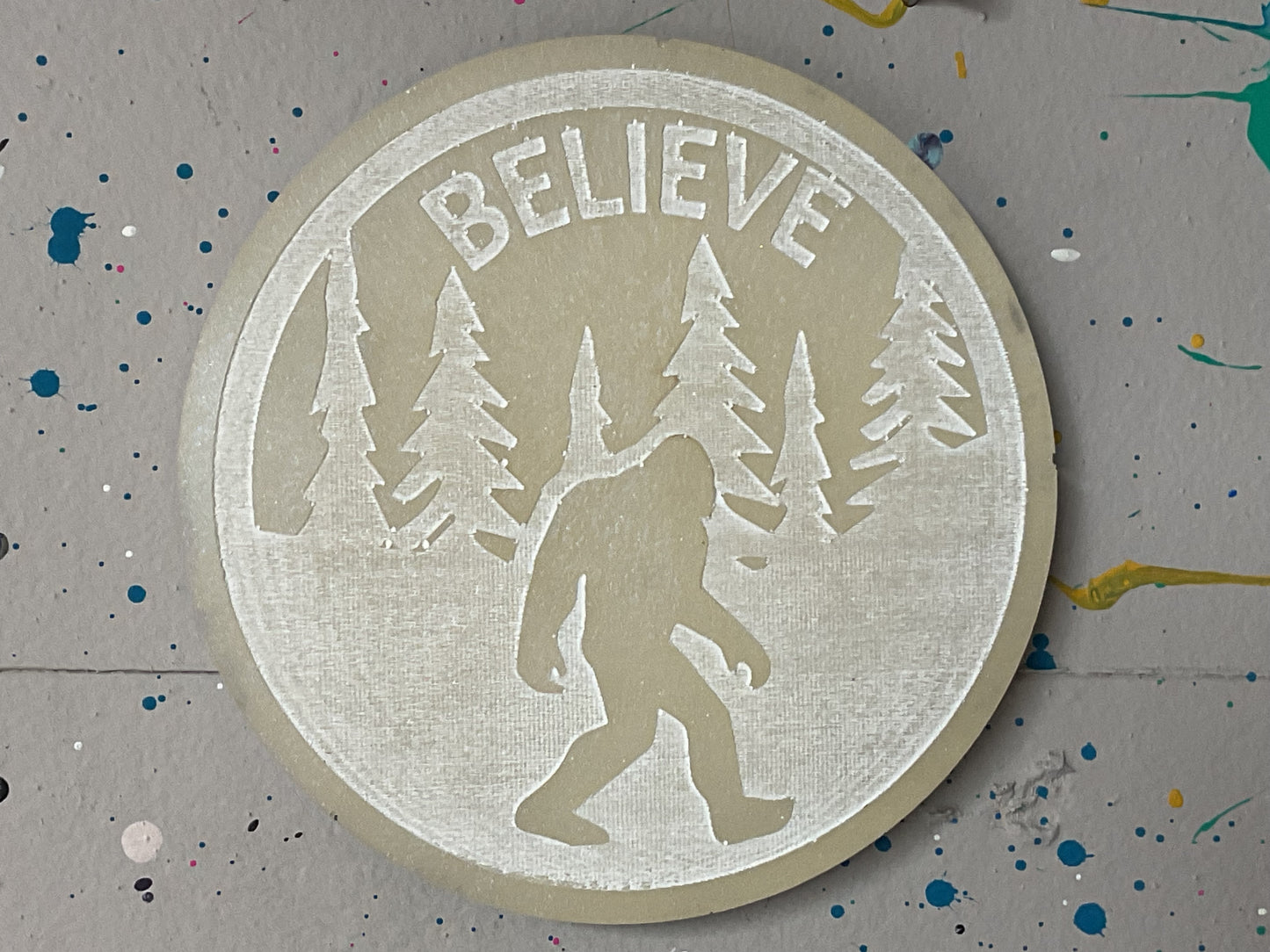 Large White 3 Inch Believe Bigfoot Magnet - Glow in the Dark