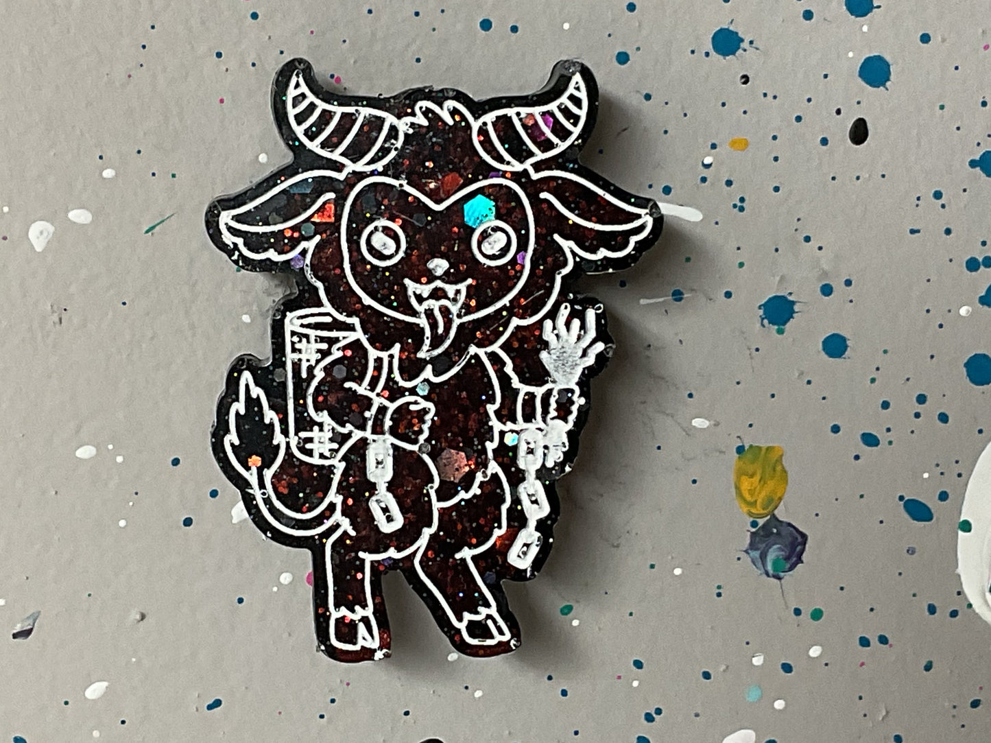 Small Holographic Glitter Krampus Magnet