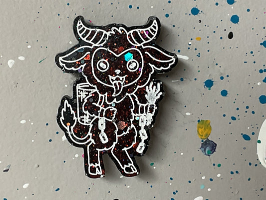 Small Holographic Glitter Krampus Magnet