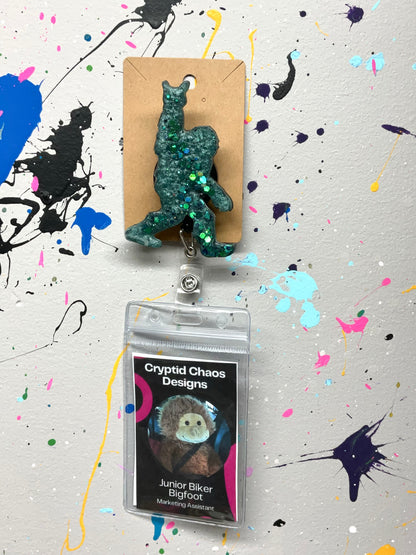 Green Bigfoot Rock Hand Retractable Badge Reel