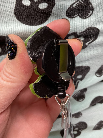Neon Green Flatwoods Monster Retractable Badge Reel - Glow in the Dark