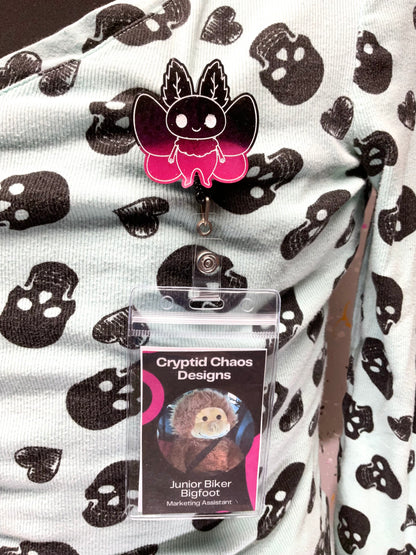 Hot Pink & Black Mothman Retractable Badge Reel - Glow in the Dark