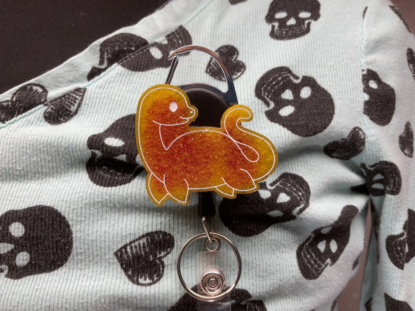 Yellow & Red Loch Ness Monster Retractable Badge Reel