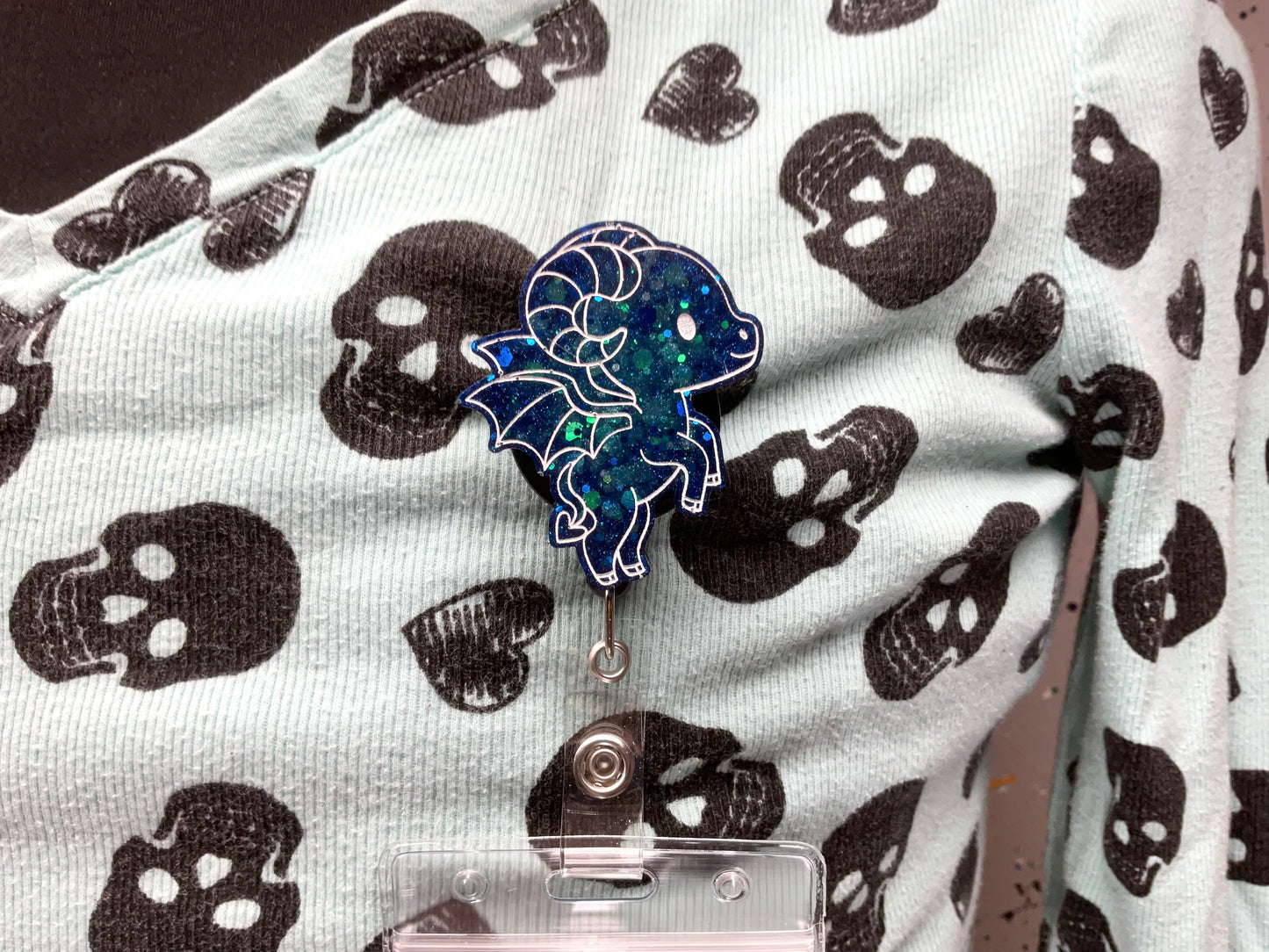 Blue Jersey Devil Retractable Badge Reel