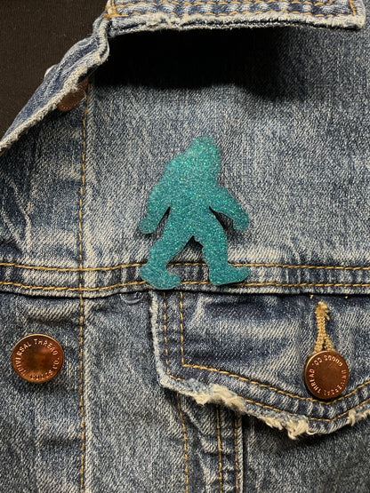 Teal Glitter Bigfoot Pin