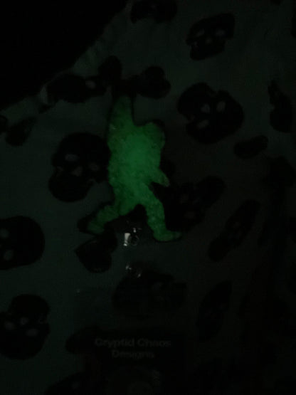 Glow in the Dark Green Bigfoot Rock Hand Retractable Badge Reel