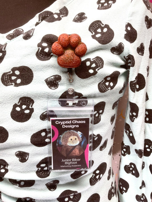 Red 3D Paw Print Badge Reel