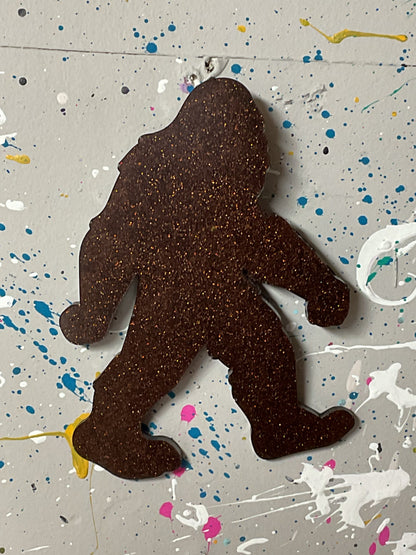 Large Glittery Brown Bigfoot Magnet - 5 Inches Tall