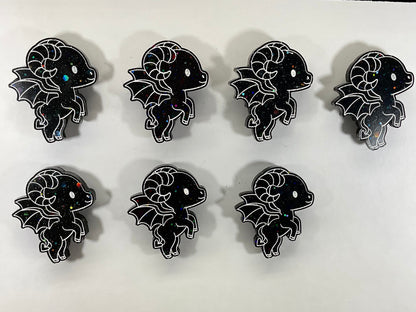 Small Black & Holographic Glitter Jersey Devil Magnet