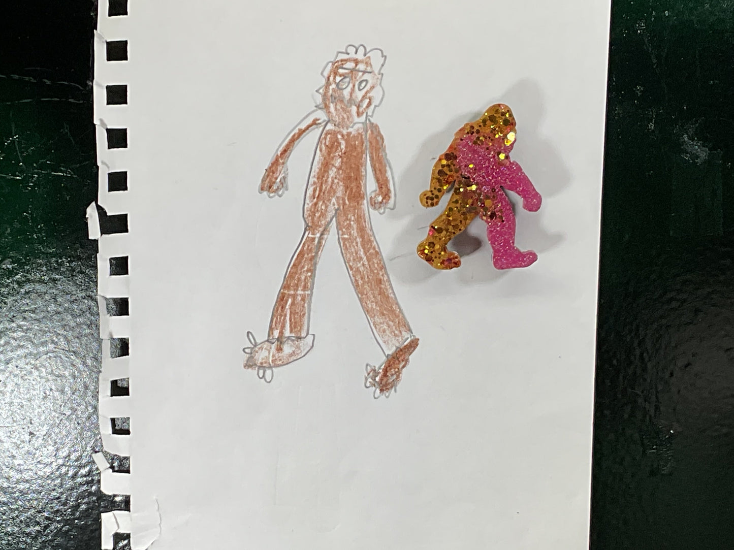 Small Pink & Gold Bigfoot Magnet