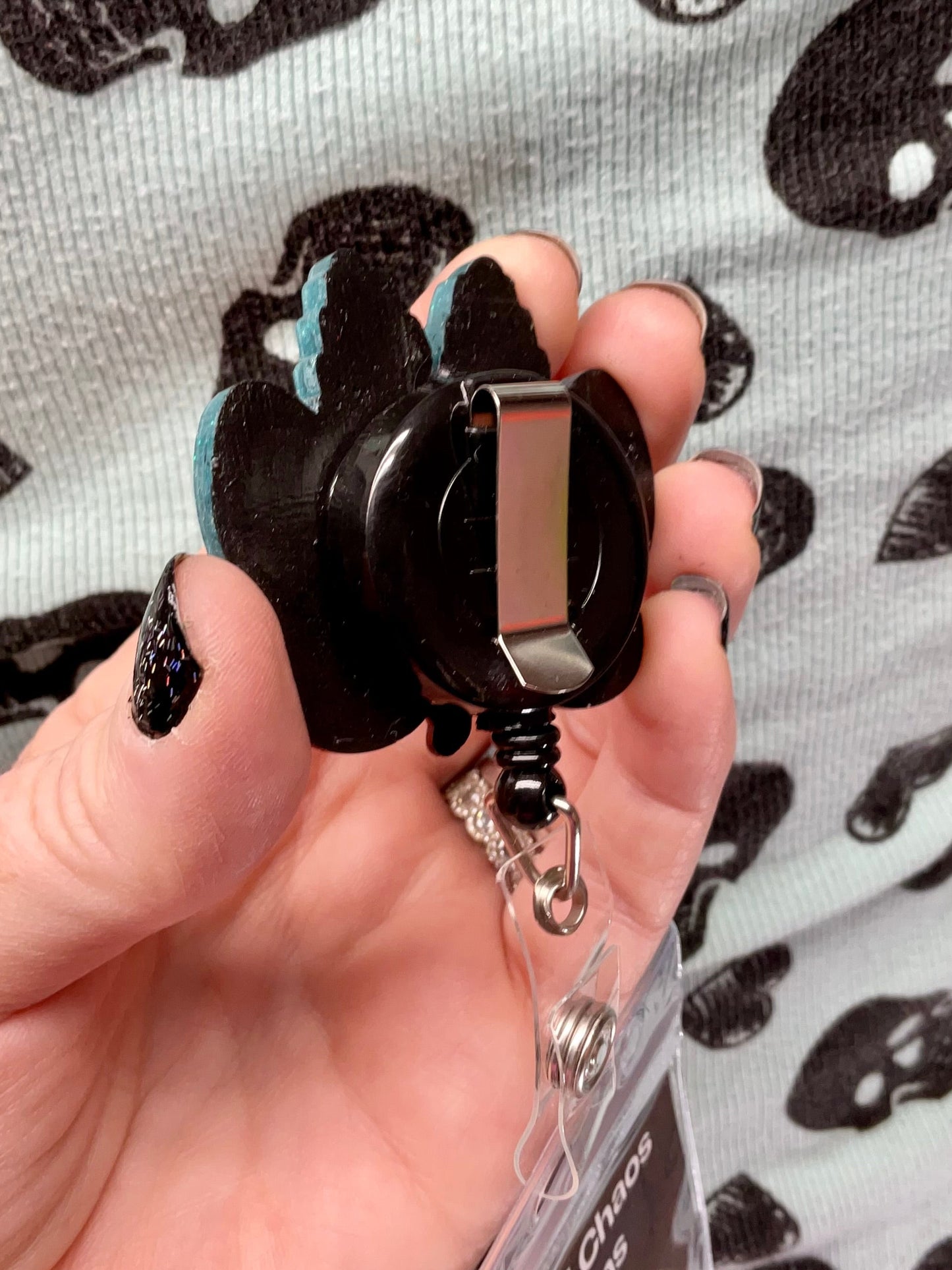 Blue & Red Mothman Retractable Badge Reel