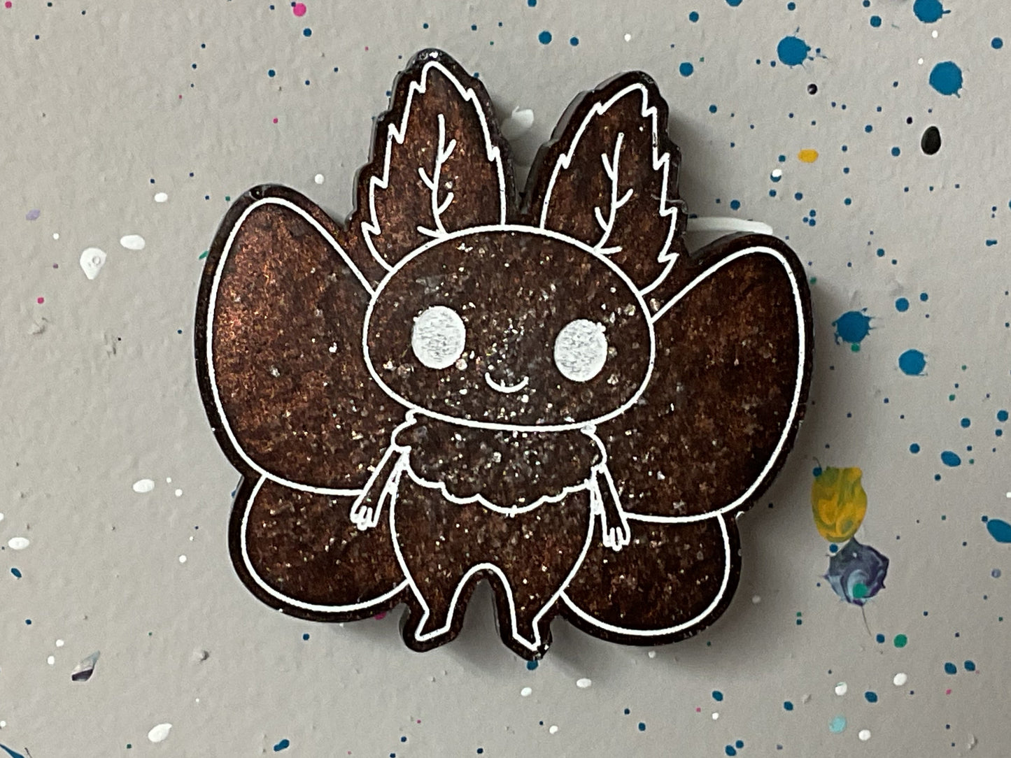 Small Brown & White Mothman Magnet