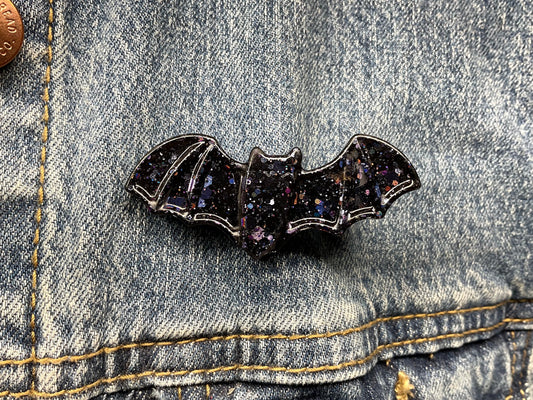 Black Holographic Bat Pin