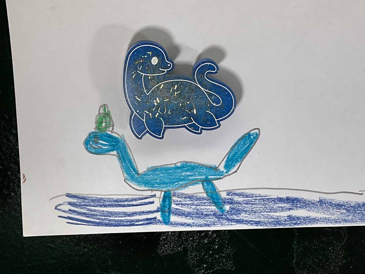 Small Loch Ness Monster Blue Gold Magnet