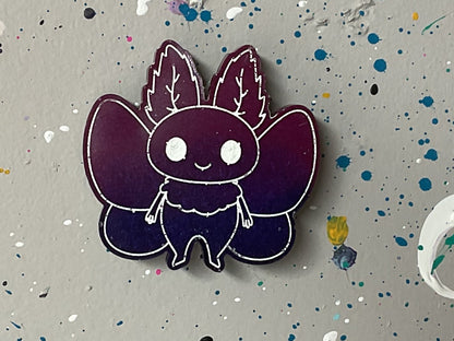 Small Purple Mothman Magnet  Glow in the Dark
