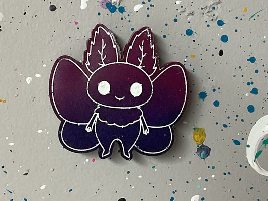 Small Purple Mothman Magnet  Glow in the Dark