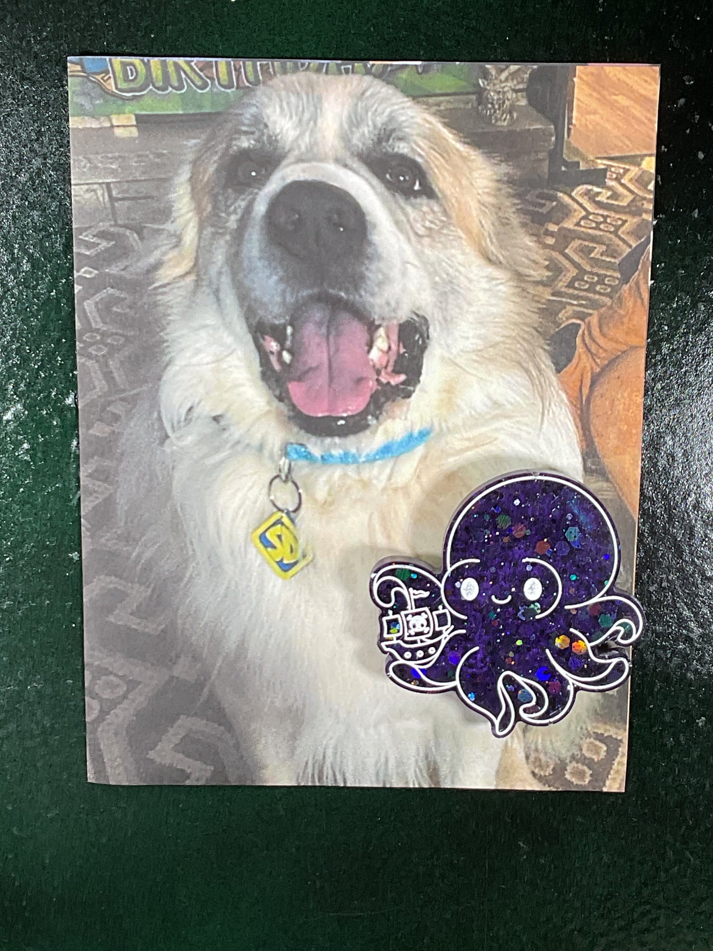 Small Purple Kraken Magnet With Holographic Glitter