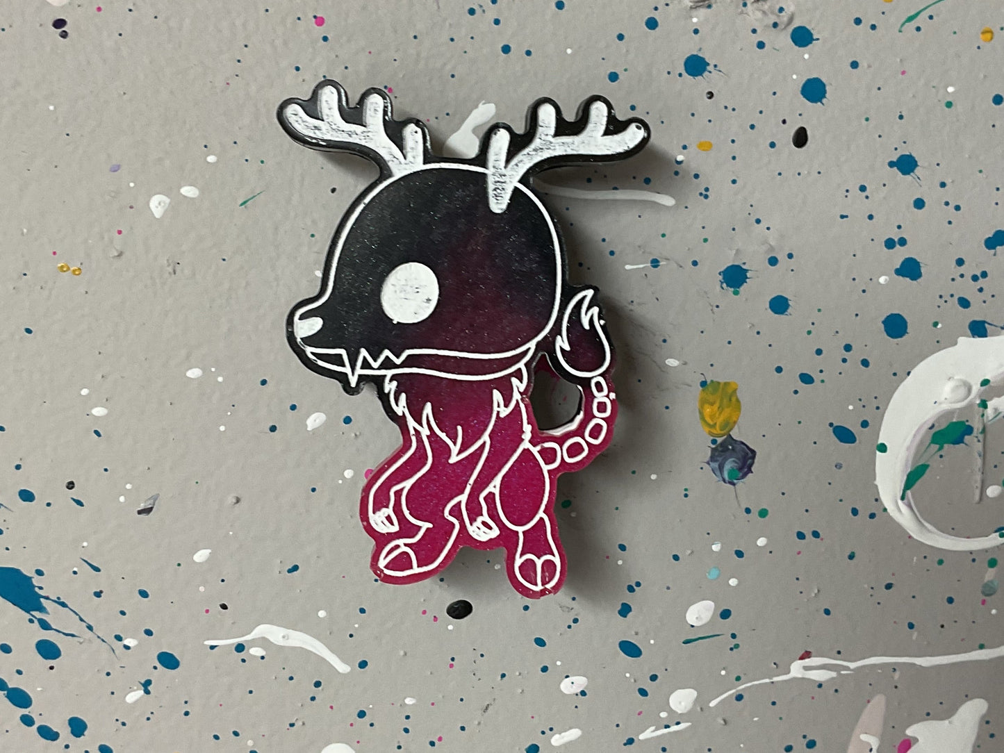 Small Pink & Black Wendigo Magnet Glow in the Dark