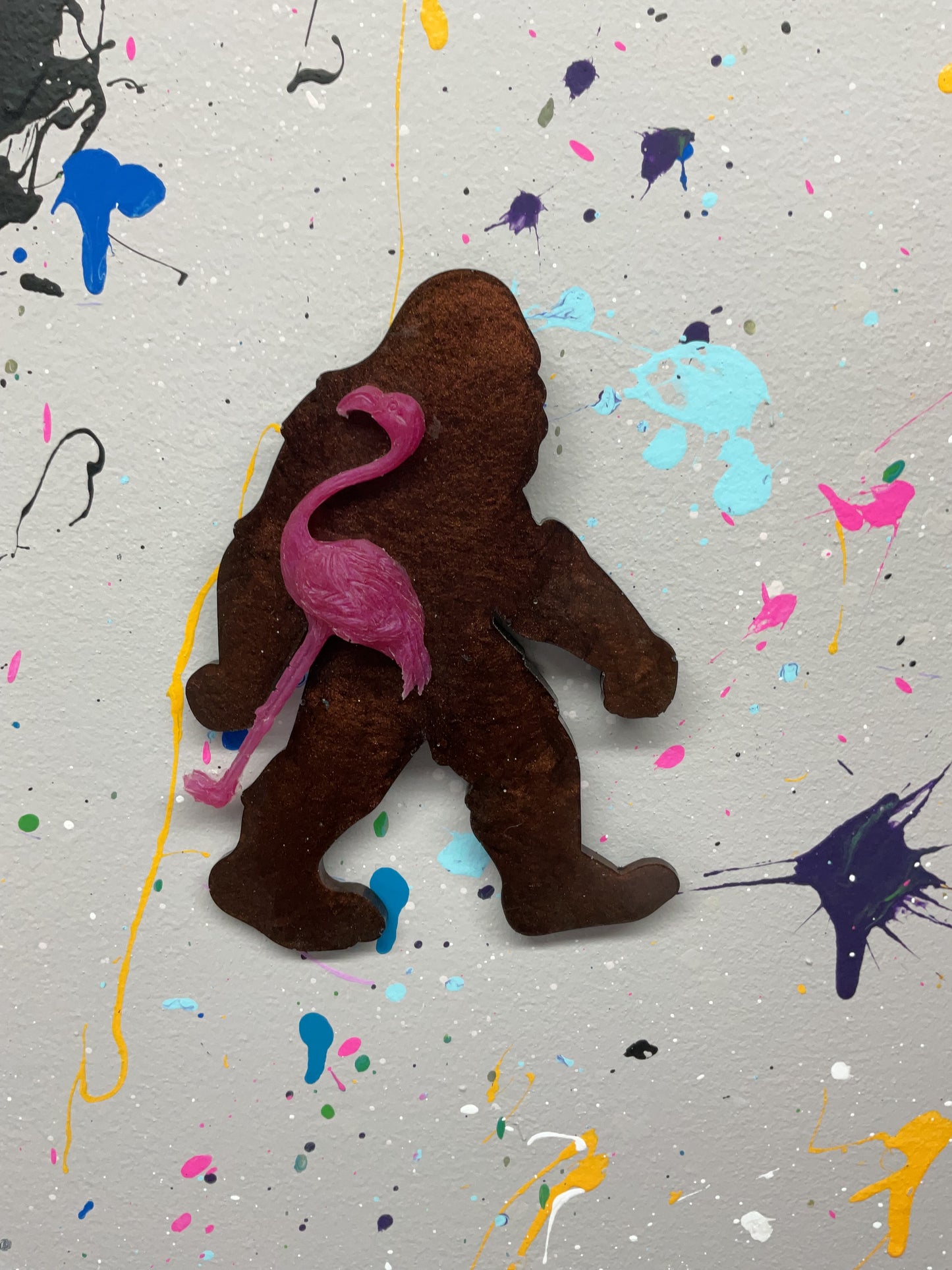 Large 5 Inch Bigfoot & Flamingo Magnet