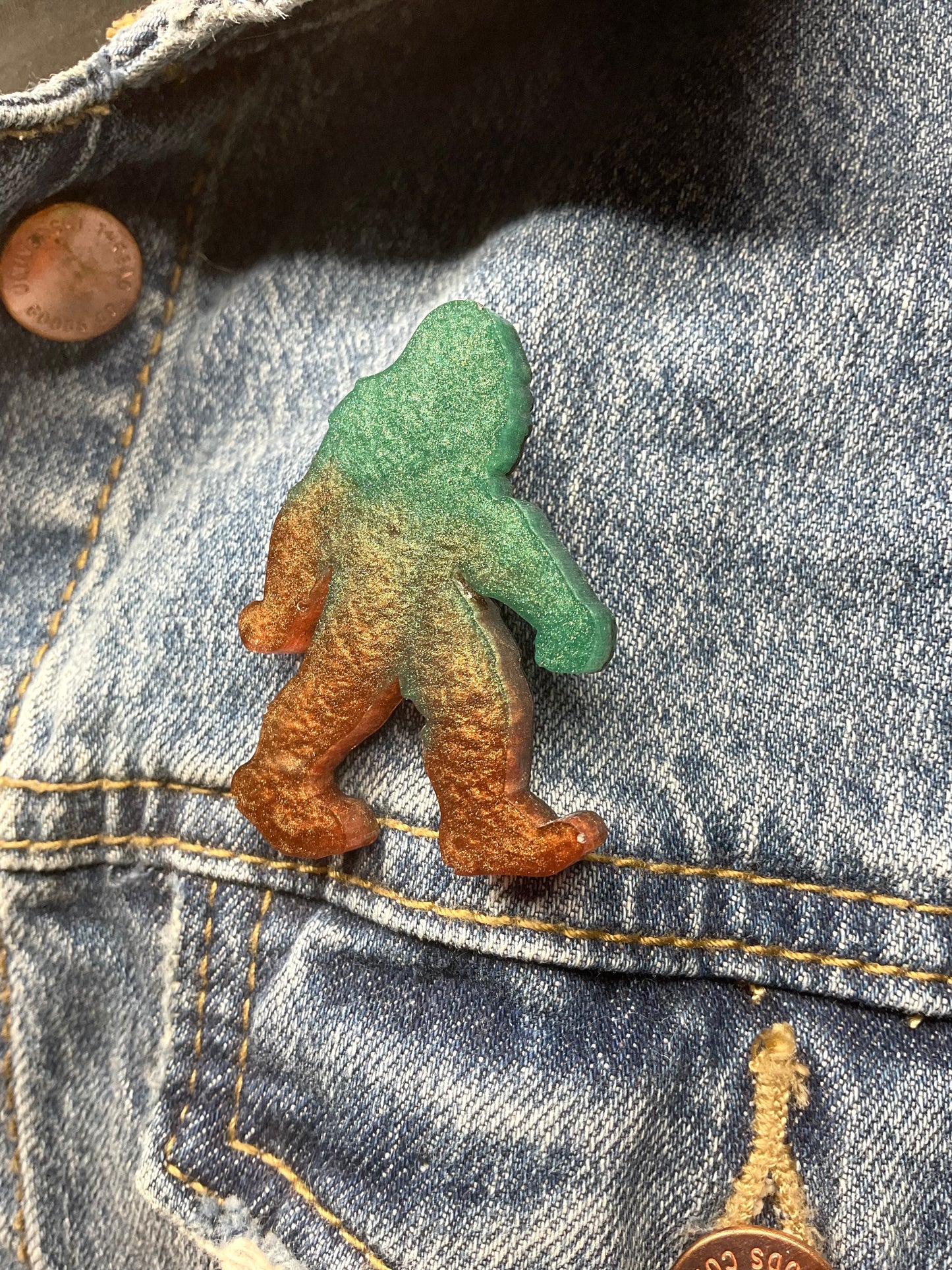 Brown & Green Bigfoot Pin