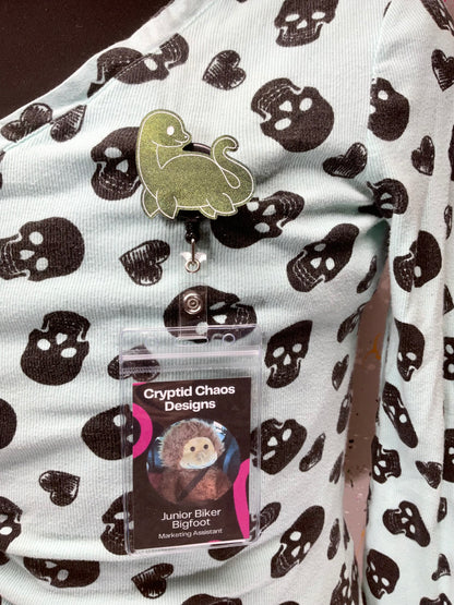 Green Loch Ness Monster Retractable Badge Reel