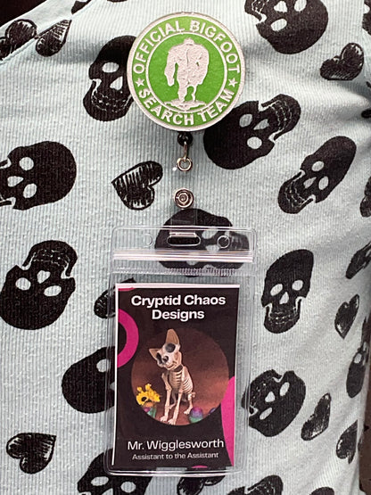 Green Official Bigfoot Search Team Retractable Badge Reel- Glow in the Dark