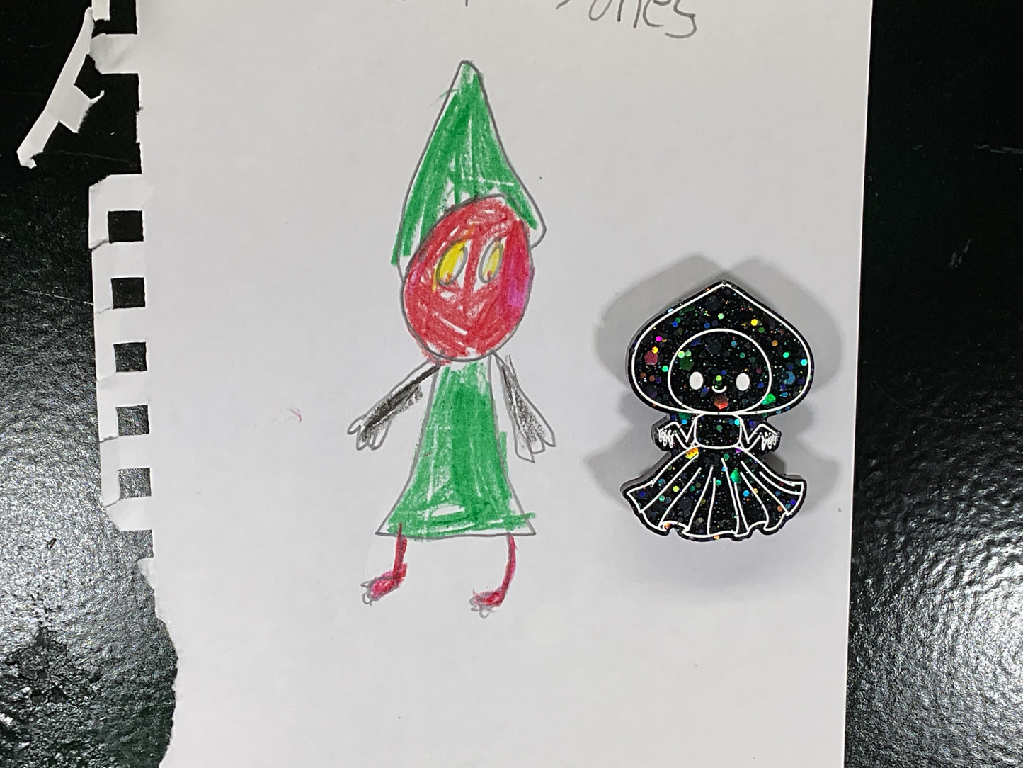Small Flatwoods Monster Black with Holographic Glitter Magnet