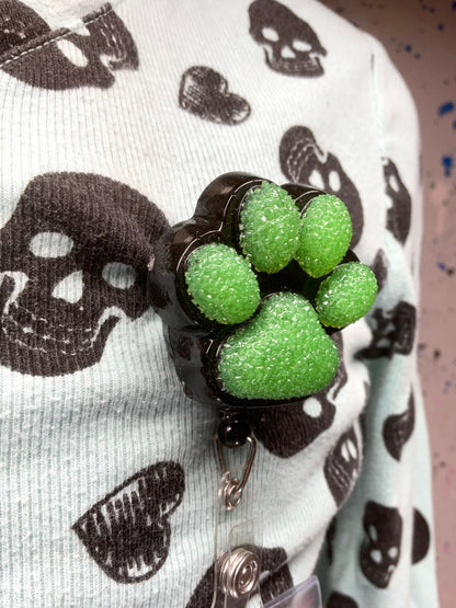 Glow In The Dark 3D Paw Print Badge Reel