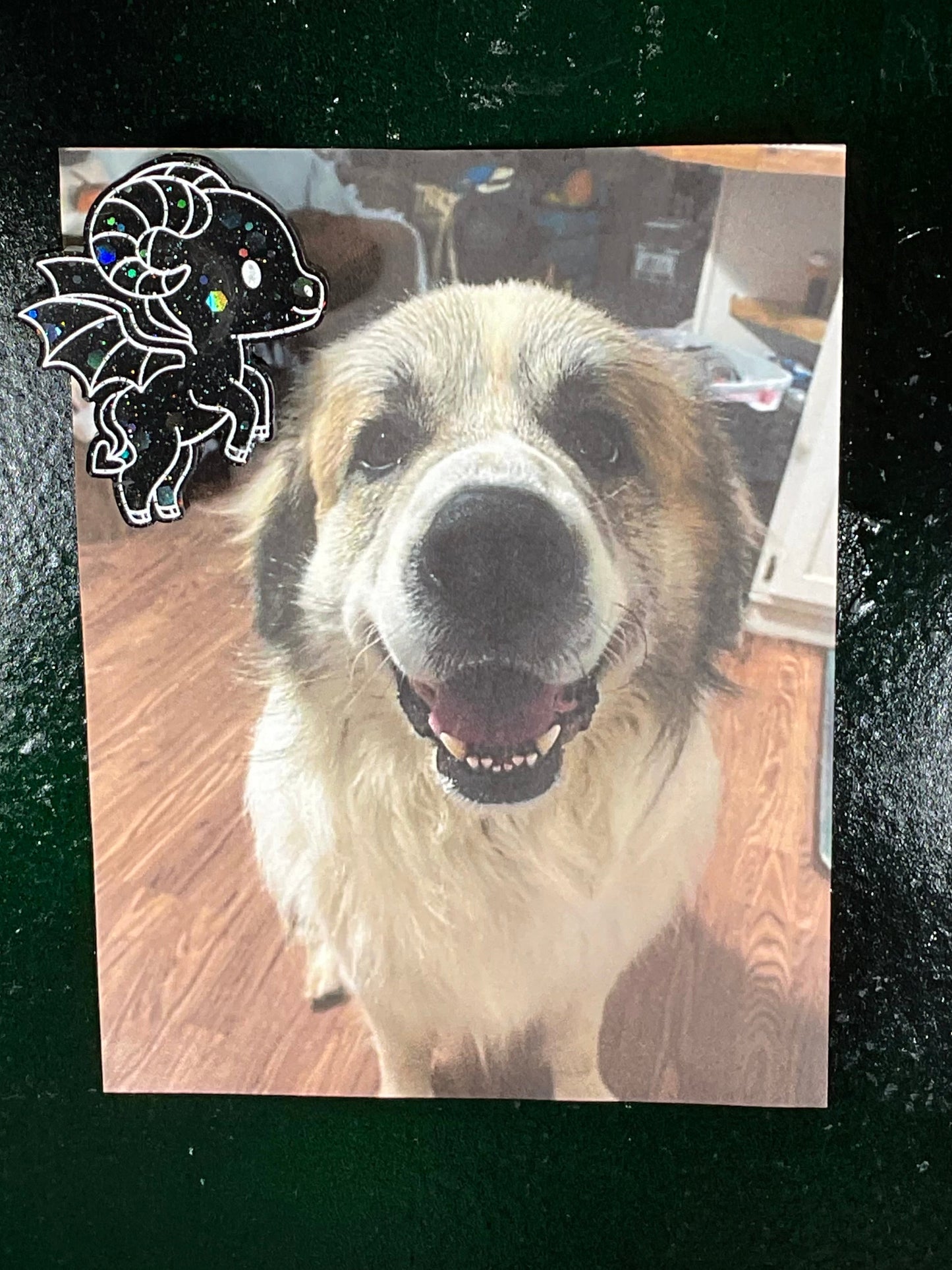 Small Black & Holographic Glitter Jersey Devil Magnet