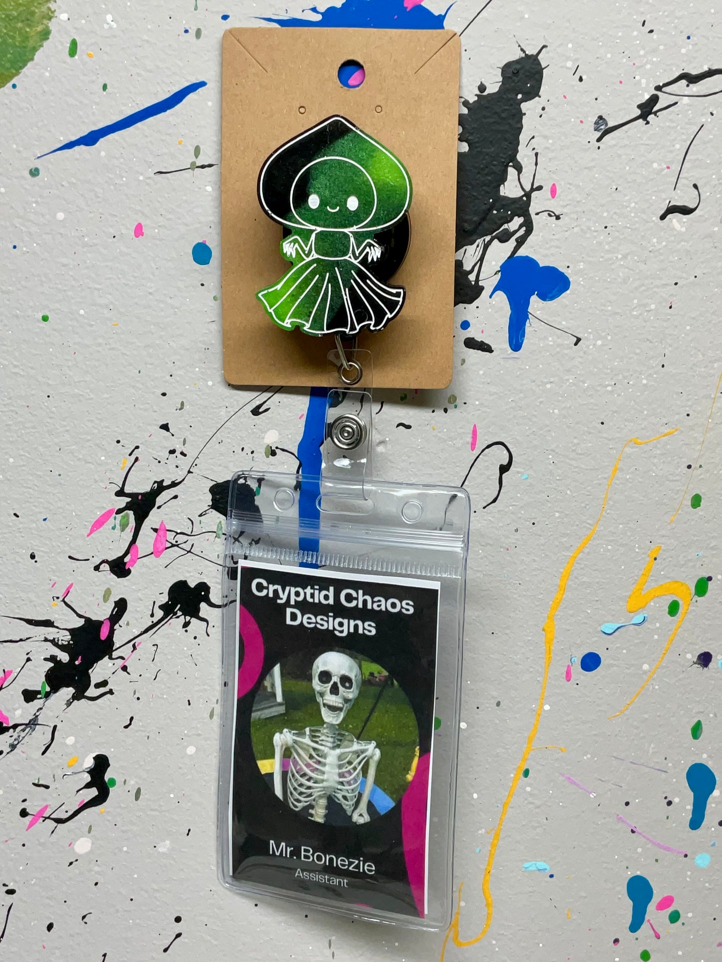 Black & Green Flatwoods Monster Retractable Badge Reel - Glow in the Dark