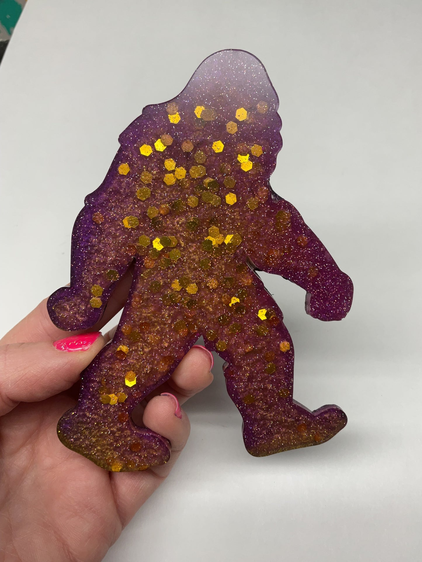Large Pink/Purple Bigfoot Magnet - 5 Inches Tall