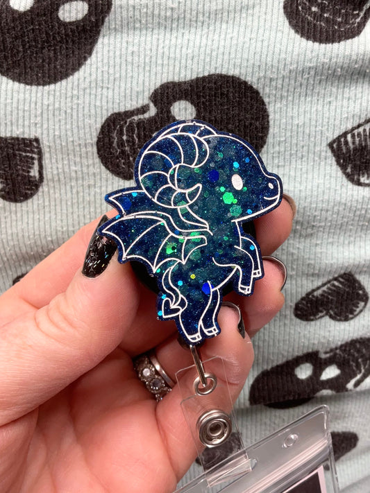 Blue Jersey Devil Retractable Badge Reel