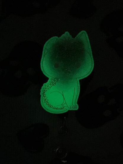 Green Chupacabra Retractable Badge Reel-Glow In The Dark