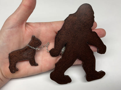 Large Bigfoot Walking Dog Magnet - French Bulldog Thin Chain