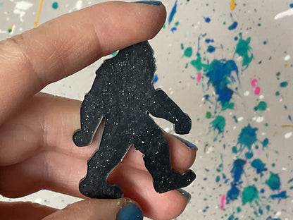 Small Black Glitter Bigfoot Magnet