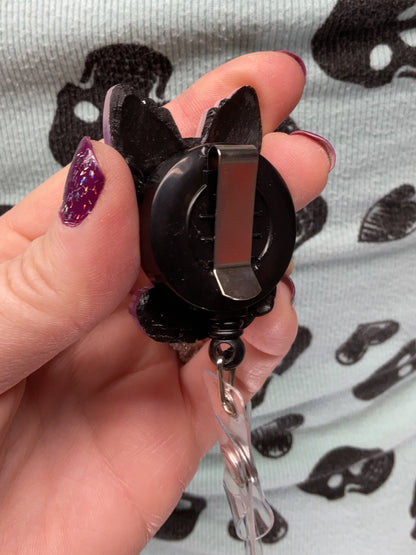 Purple & White Jackalope Retractable Badge Reel-Glow In The Dark