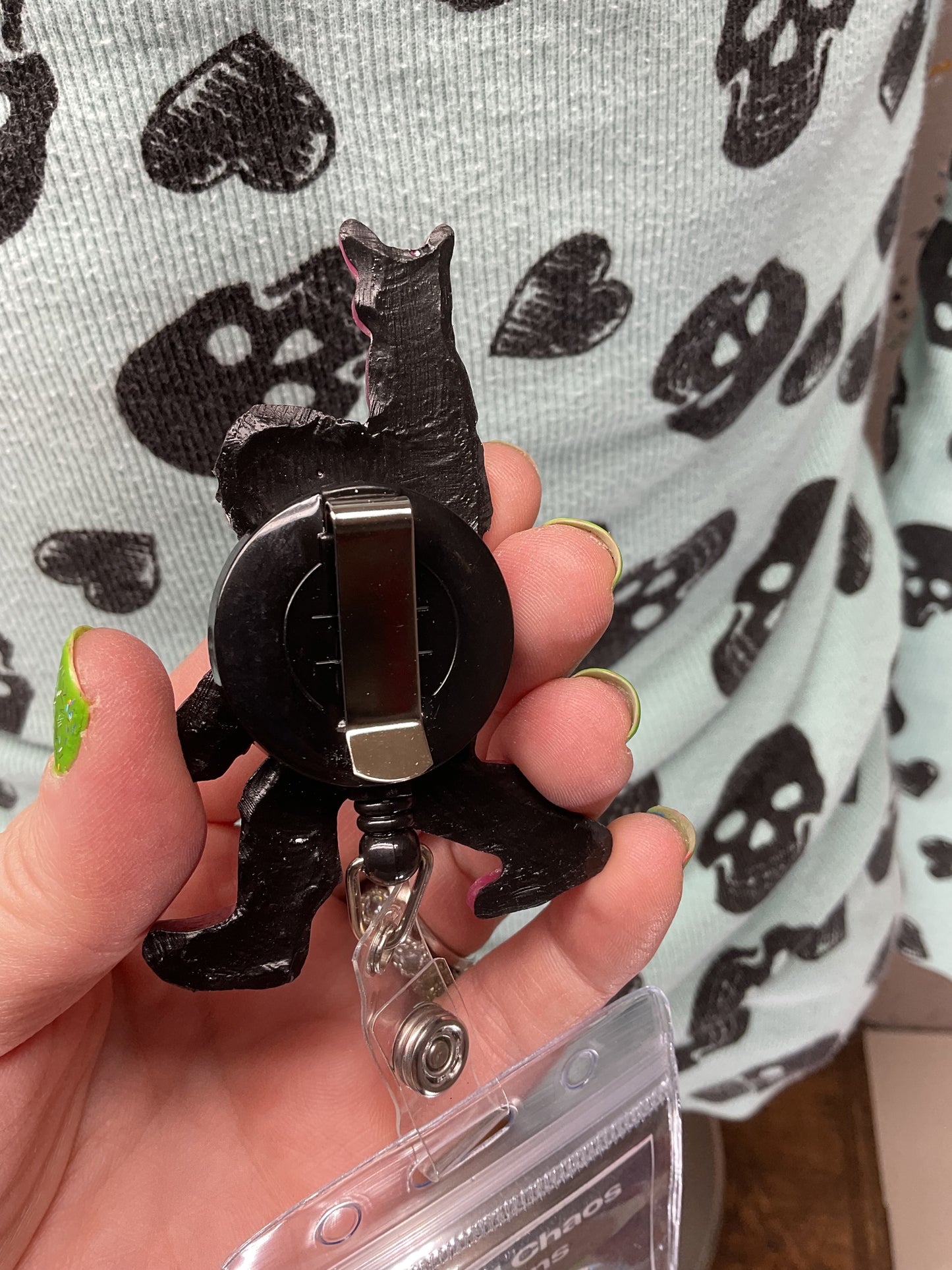 Purple & Pink Bigfoot Rock Hand Retractable Badge Reel-Glow in the Dark