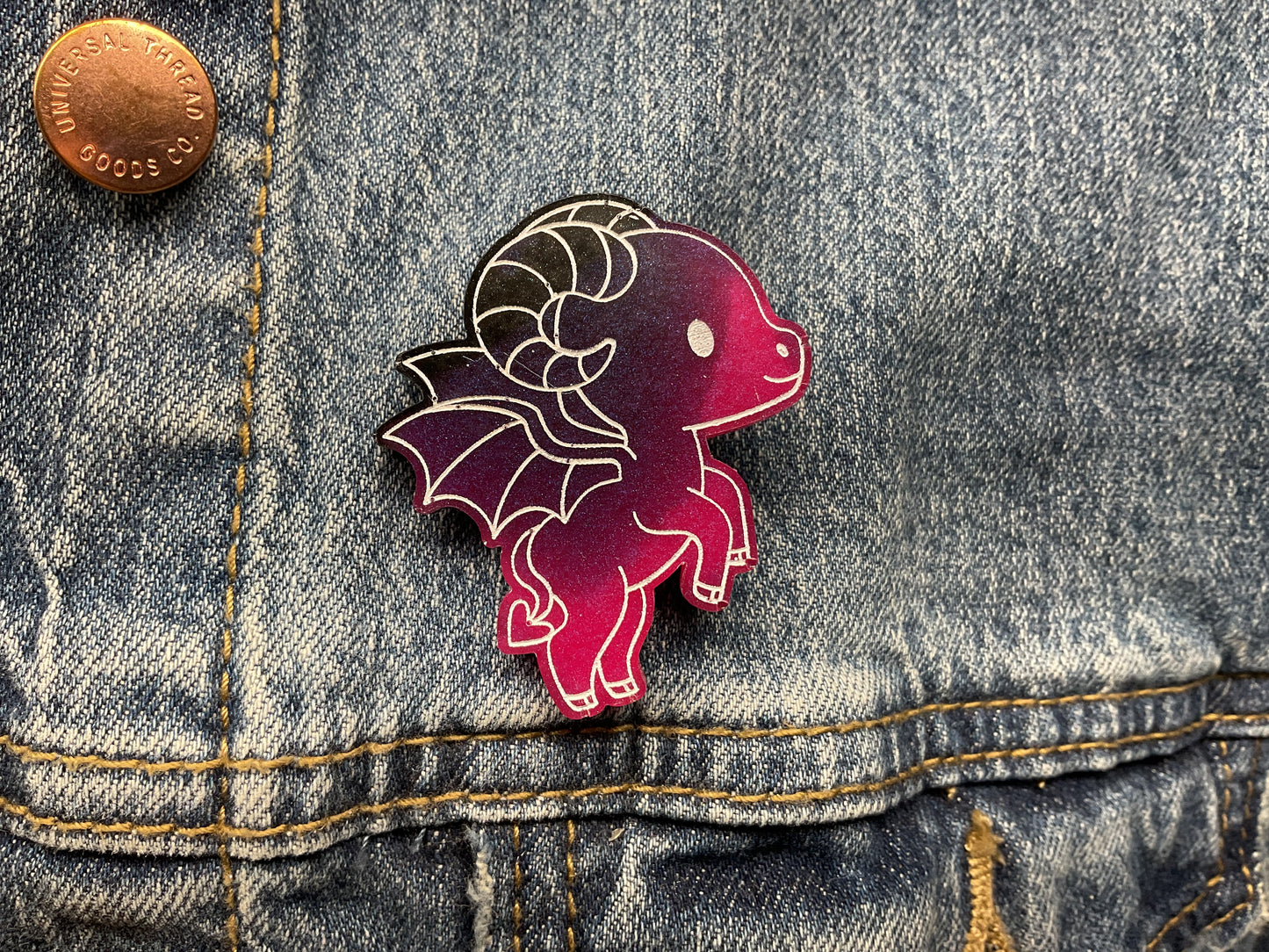 Green Pink Jersey Devil Pin Glow in the Dark