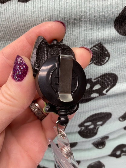 Green Chupacabra Retractable Badge Reel-Glow In The Dark