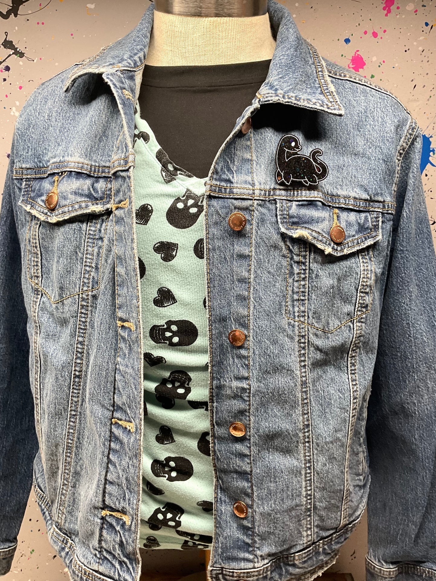 Black Glittery Loch Ness Monster Pin