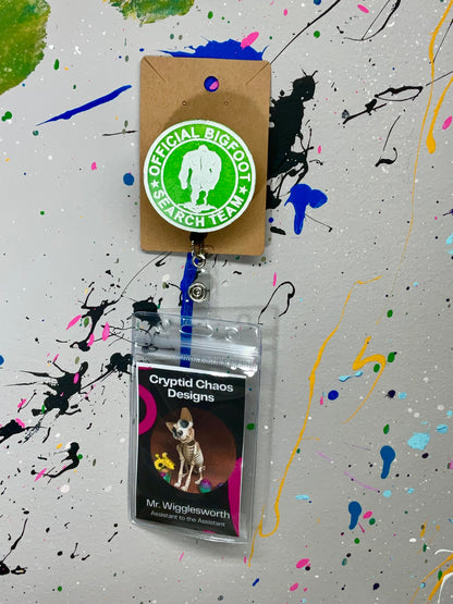 Green Official Bigfoot Search Team Retractable Badge Reel- Glow in the Dark