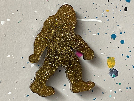 Small Yellow Holographic Bigfoot Magnet