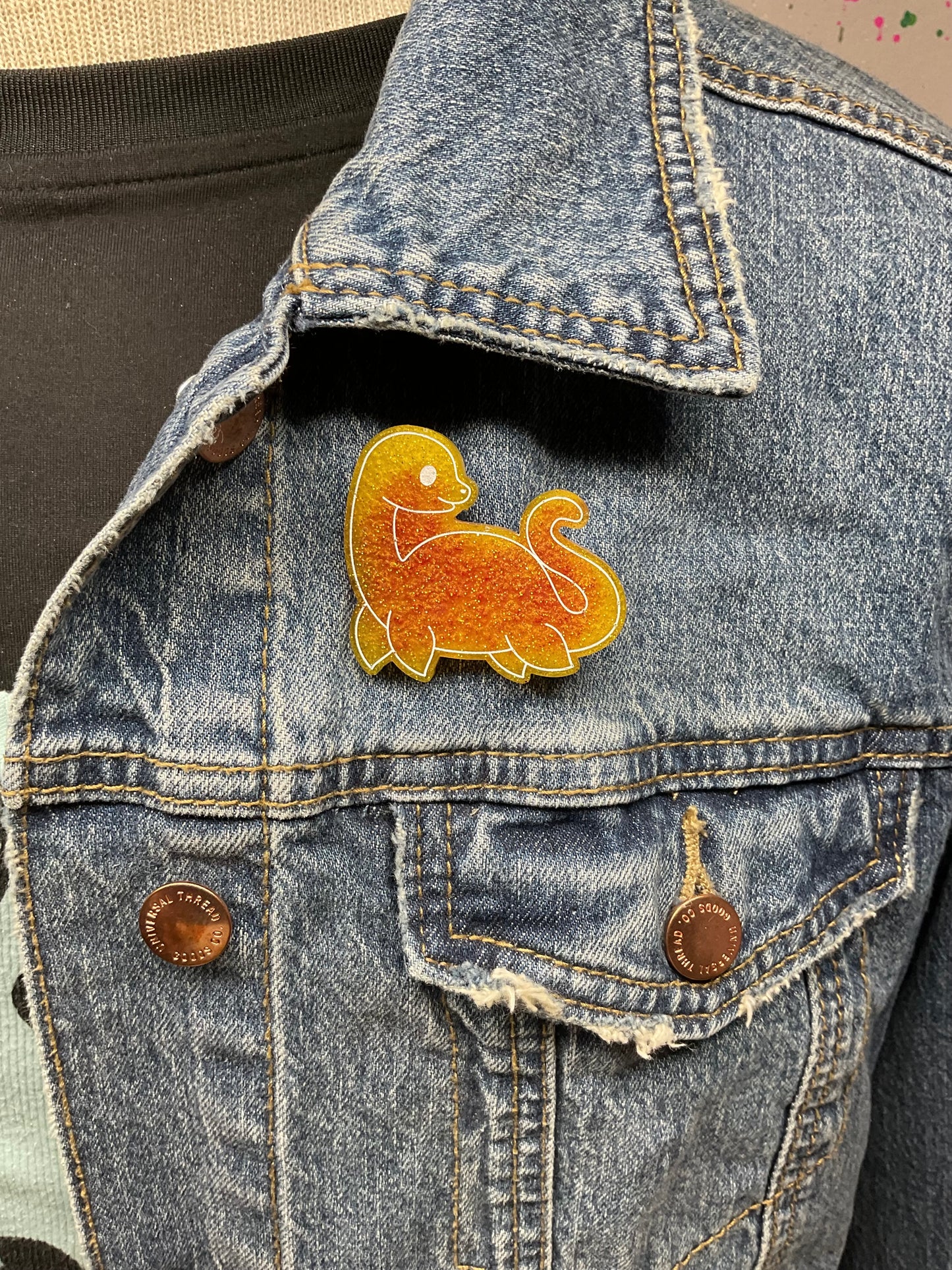 Fiery Orange Loch Ness Monster Pin