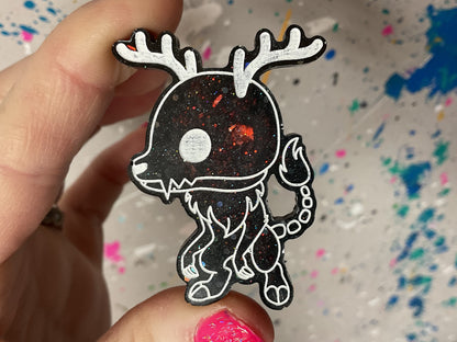 Small Black & Red Glitter Wendigo Magnet