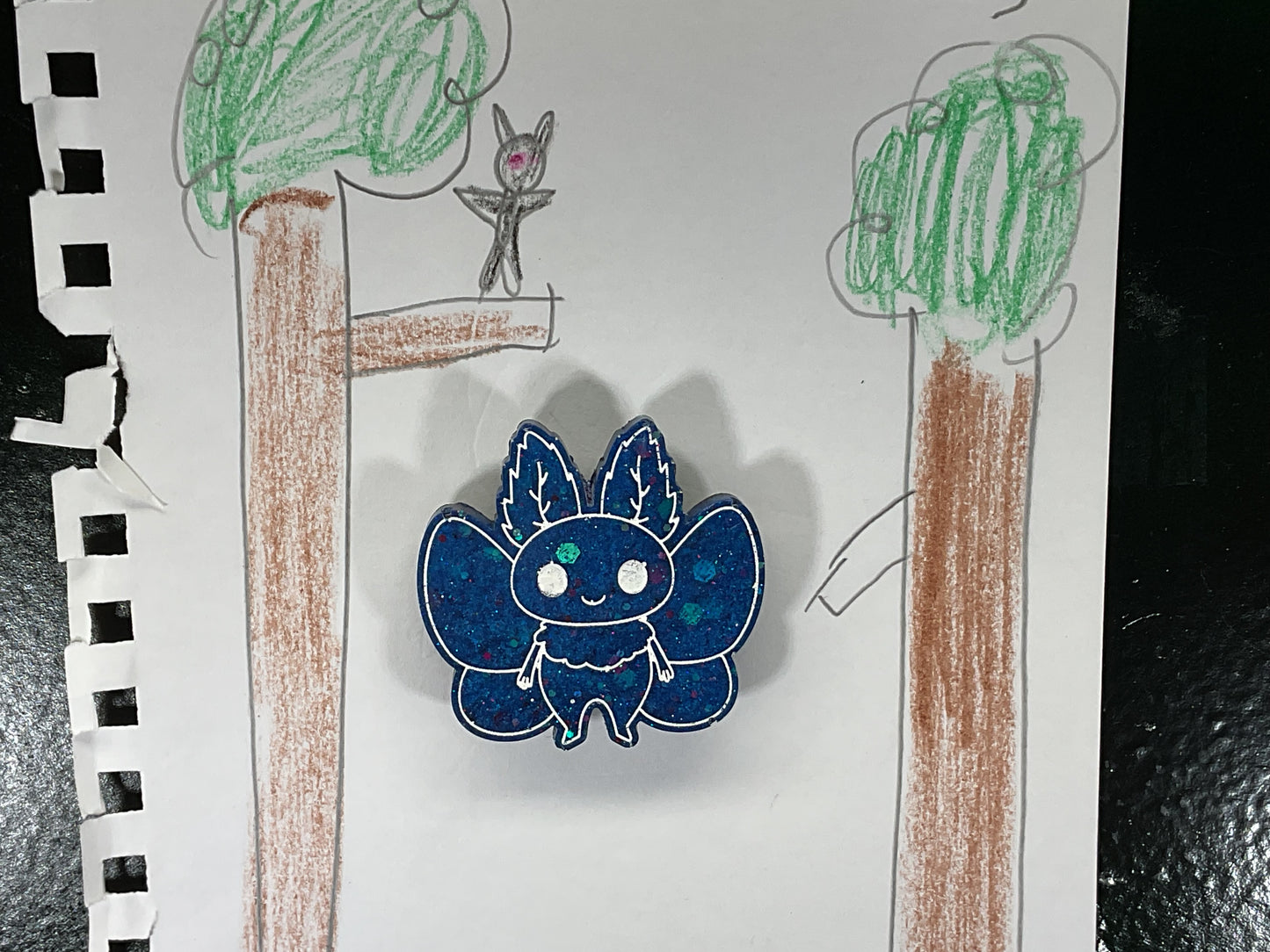 Small Blue Glitter Mothman Magnet