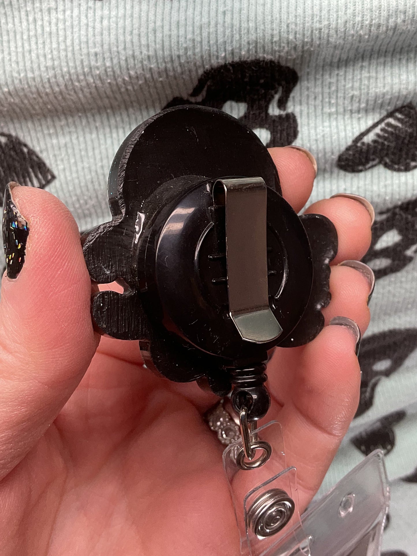 Black & Blue Glitter Kraken Retractable Badge Reel