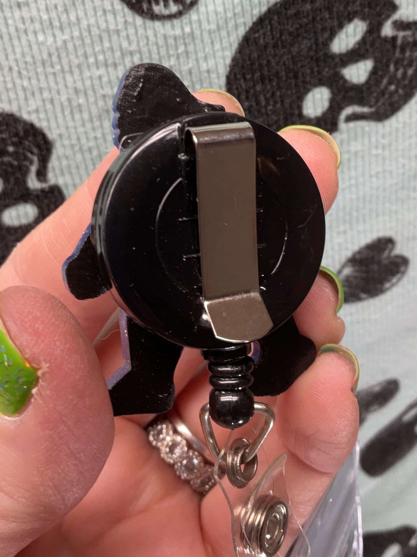 Blue with Silver Glitter Bigfoot Retractable Badge Reel