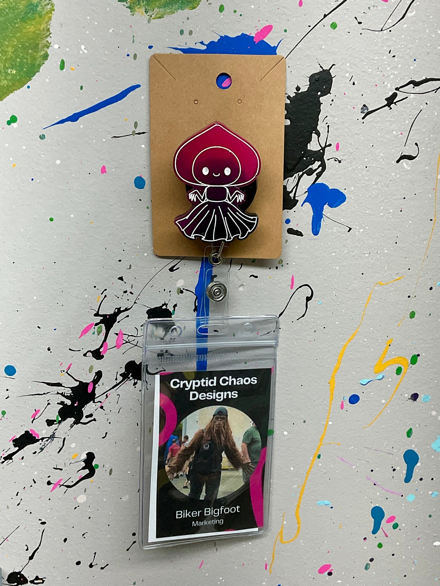 Black & Pink Flatwoods Monster Retractable Badge Reel - Glow in the Dark