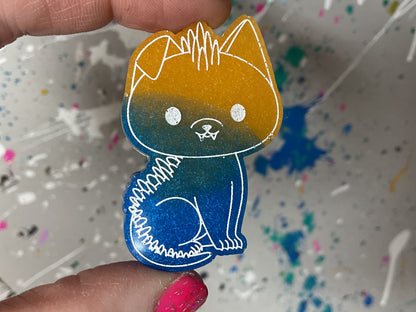 Small Blue Yellow Chupacabra Magnet Glow in the Dark