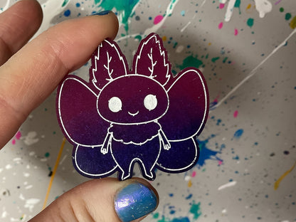 Small Purple Mothman Magnet  Glow in the Dark